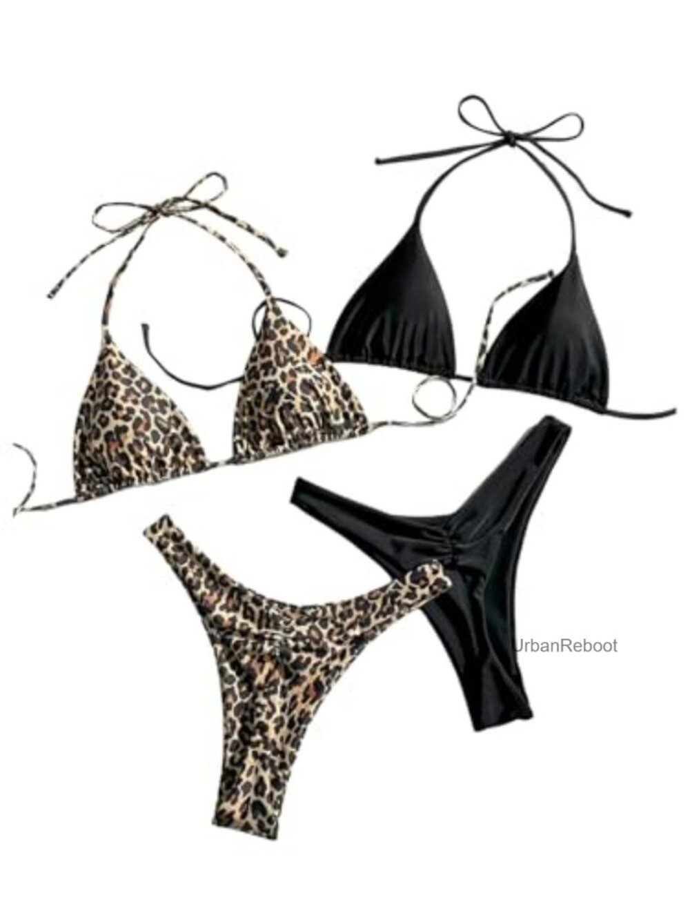 2 Pack Halter Triangle Bikini Set Brazilian Cheeky Swimwear